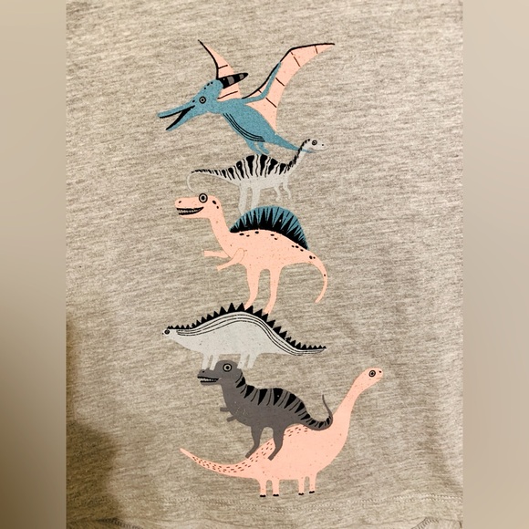 Three Sixty Baby Boys Gray Dinosaur Graphic Print Short Raglan Sleeve T-Shirt - Picture 3 of 3